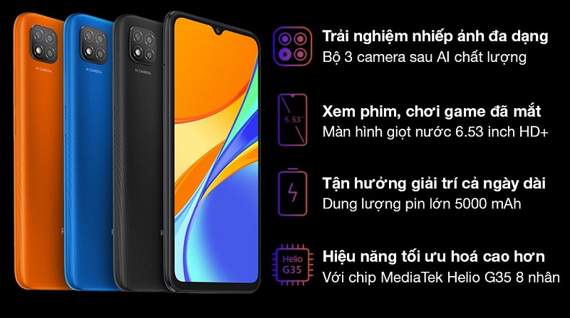 Xiaomi Redmi 9C được trang bị dung lượng pin lớn 5000 mAh